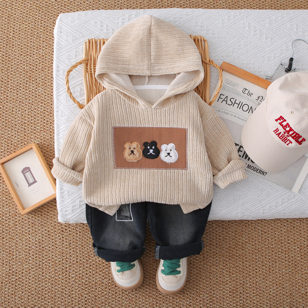 Boys Bear Hoodie Set
