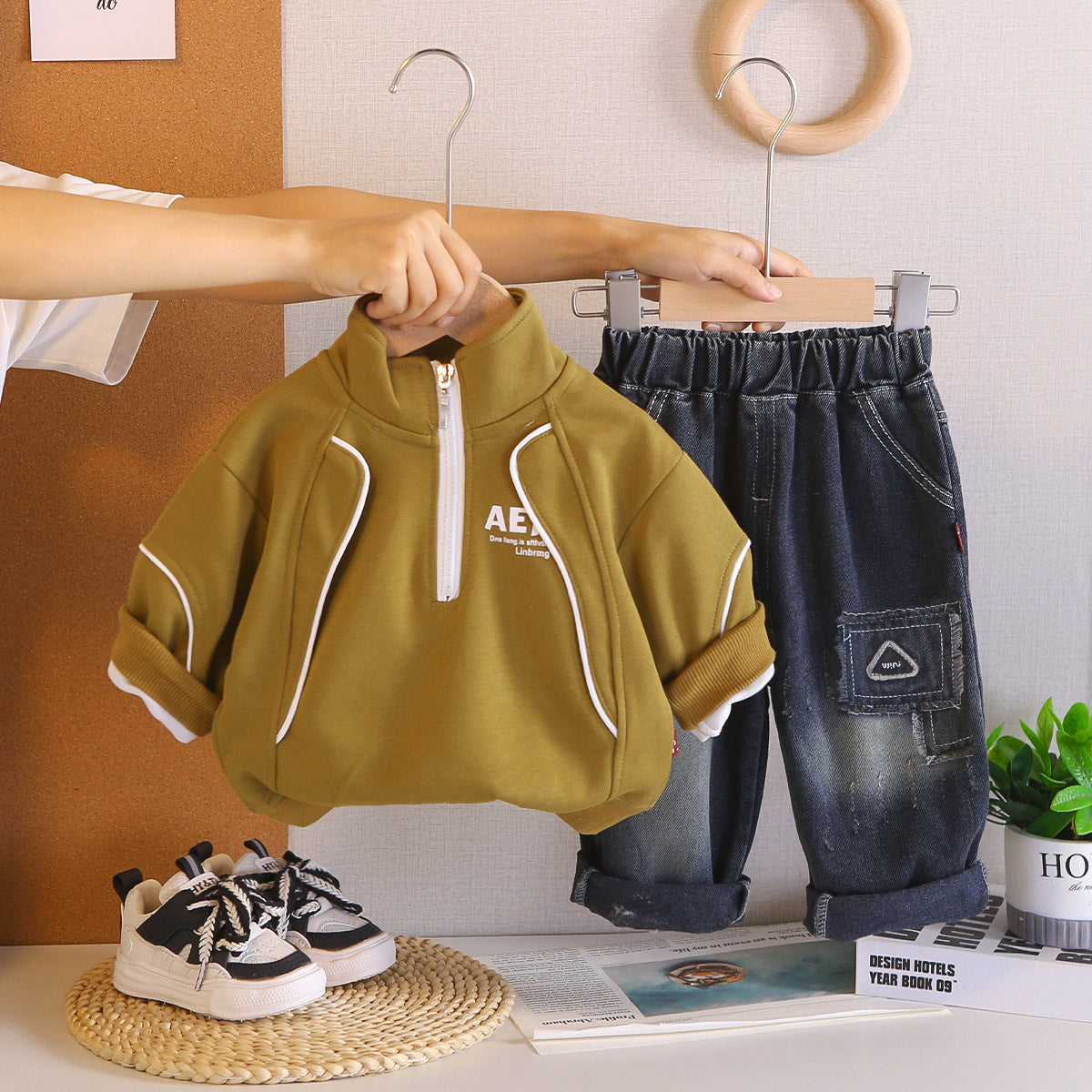 Boys Half-Zip Hoodie Set