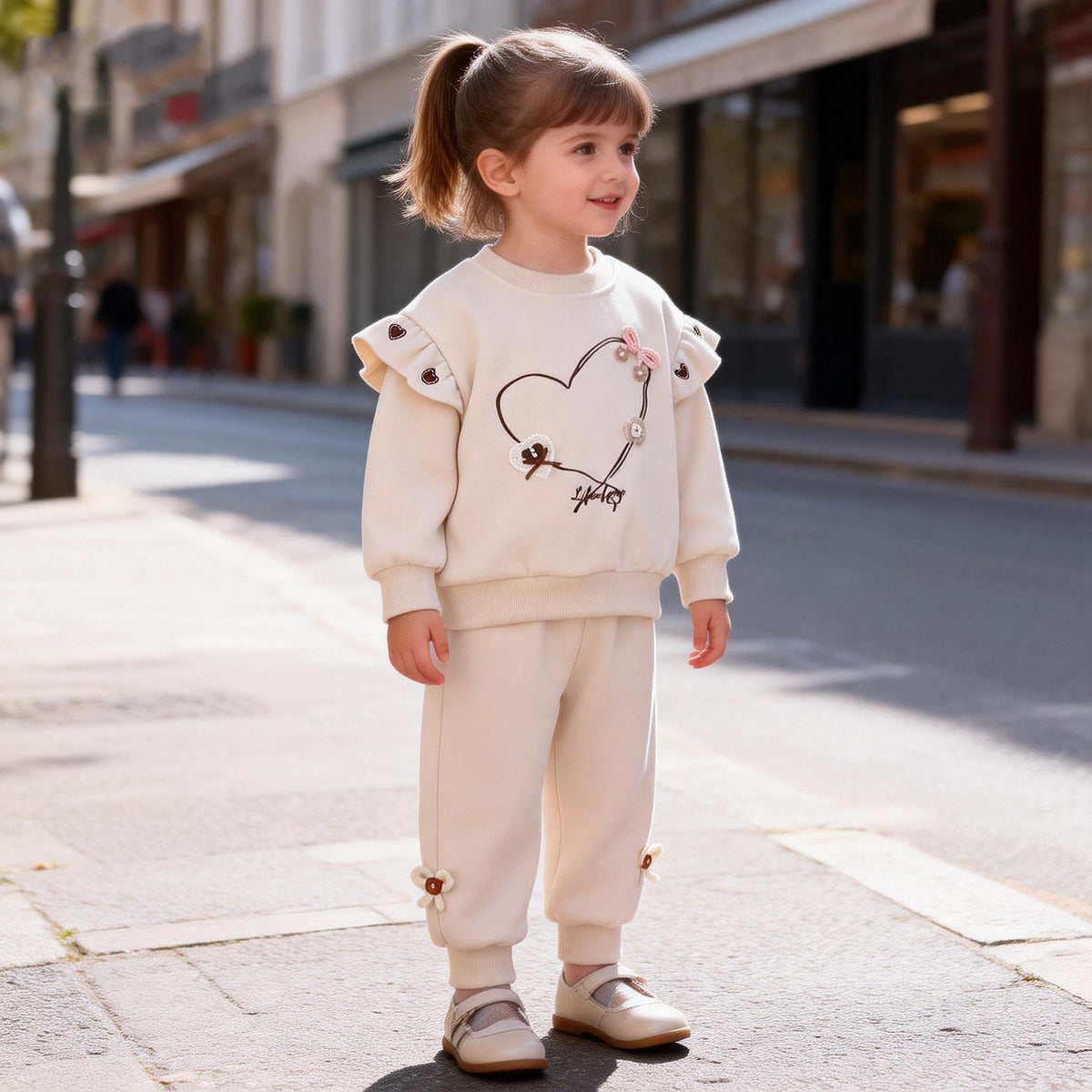Girls Heart Hoodie Set