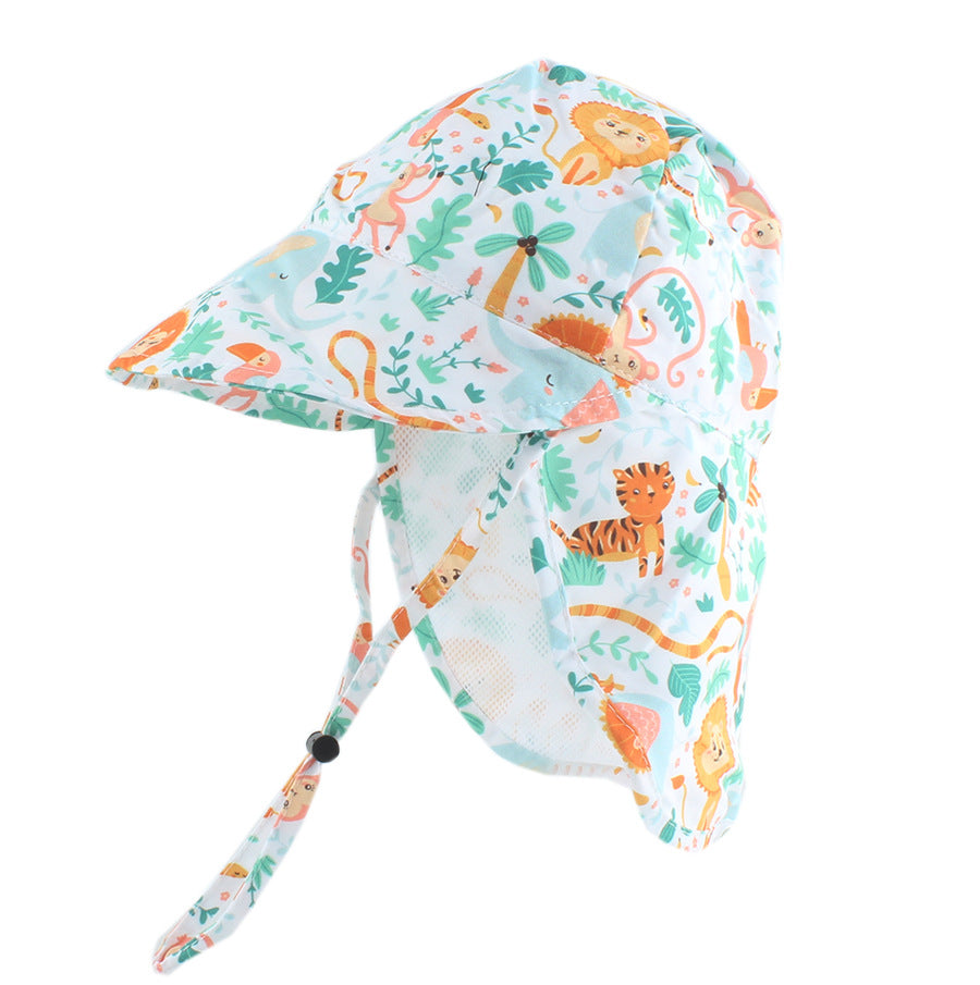 Baby Sun Hat with Cape – Quick-Dry Cartoon Beach Hat for Toddlers