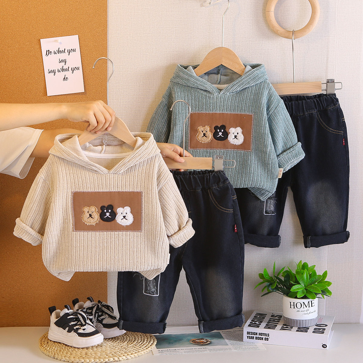 Boys Bear Hoodie Set
