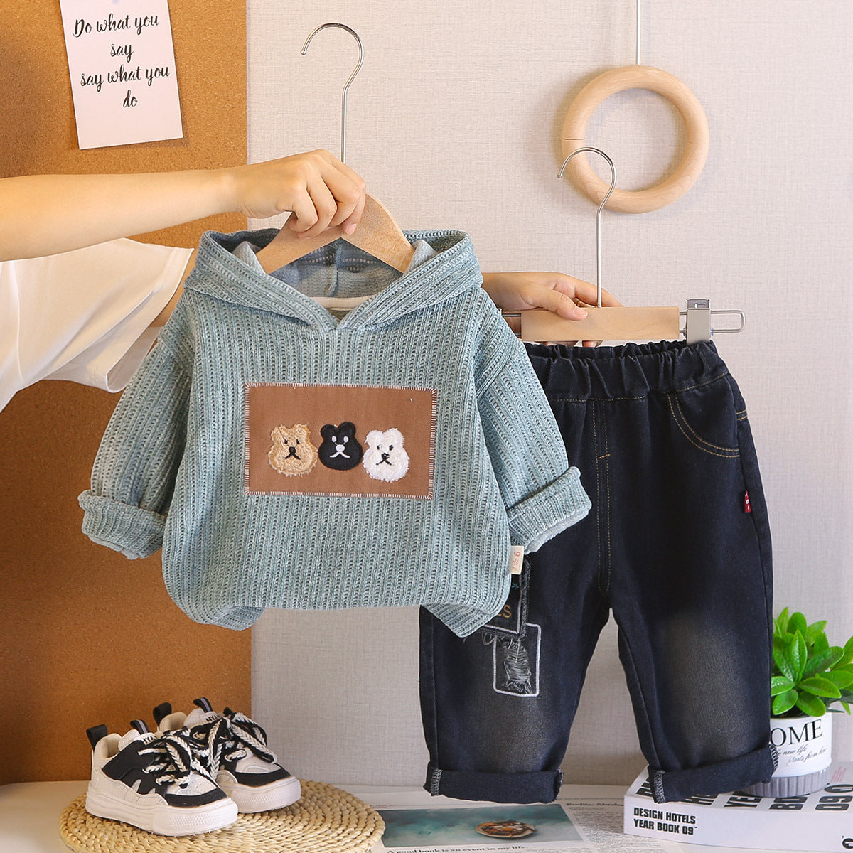 Boys Bear Hoodie Set