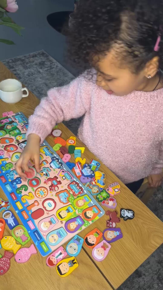 Montessori Wooden Magnetic Fishing & Math Puzzle Toy